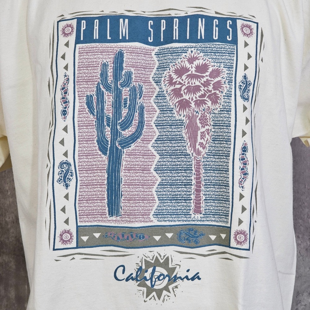 Vintage 90s Palm Springs California Desert Graphic‎ Heavyweight TShirt USA NWT L